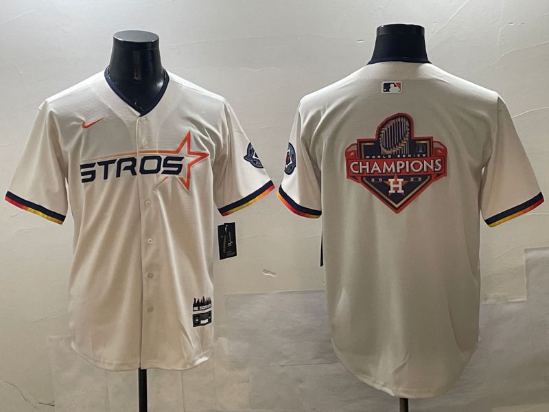Men Houston Astros Blank Cream Three generations Joint Name 2025 Nike MLB Jersey style 17